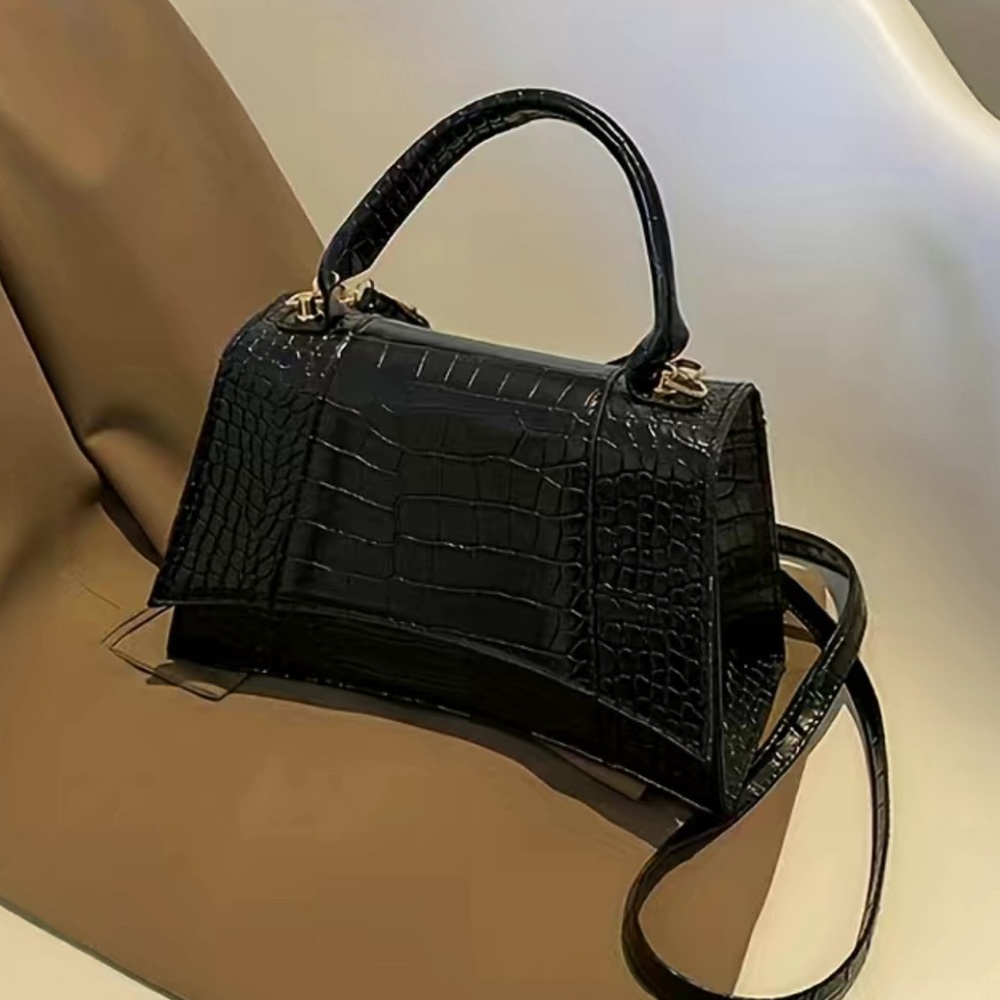 Crocodile Pattern Handbag, Women's Elegant Crossbody Bag With Removable Strap